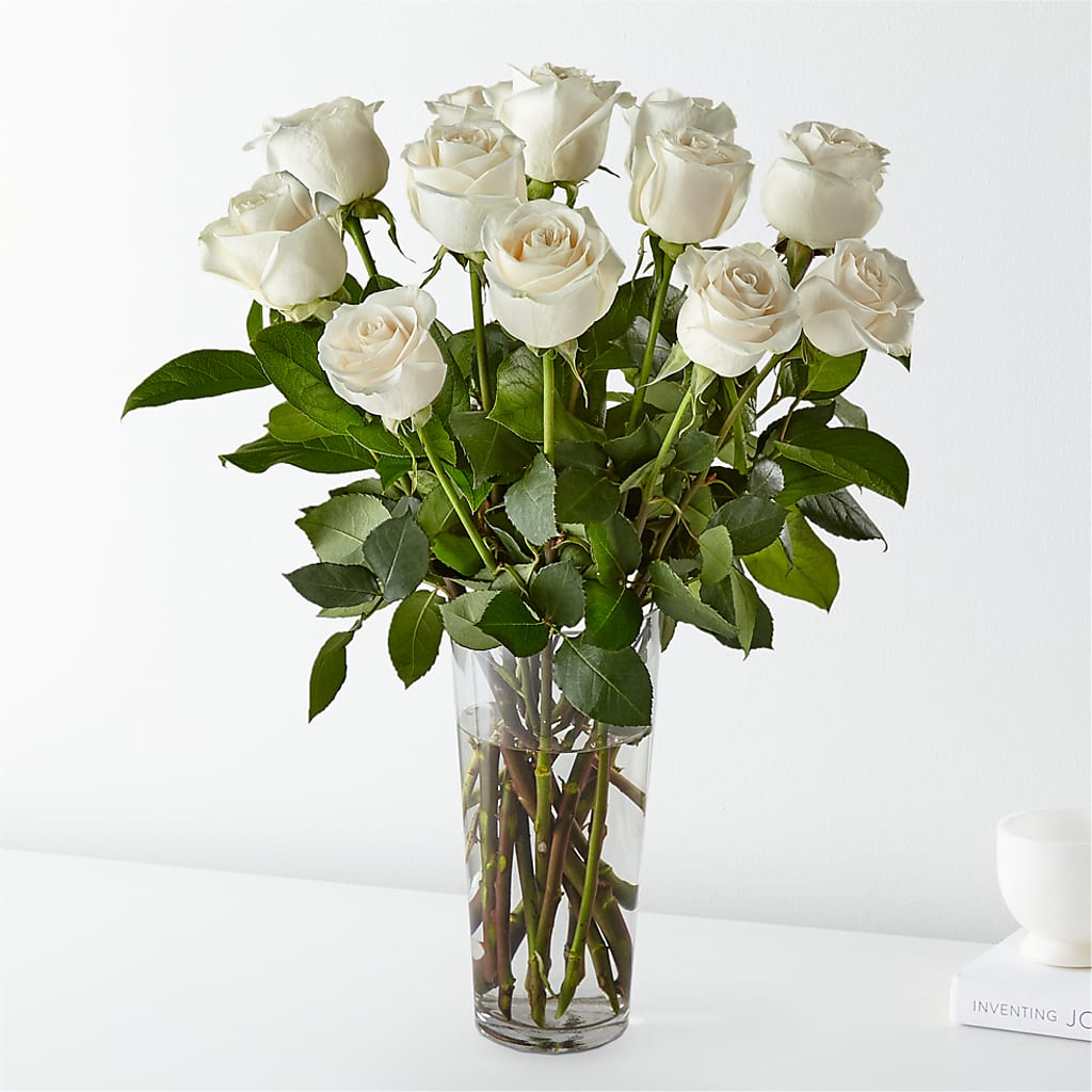 Long Stem White Rose Bouquet – Concord Flowers, Concord CA