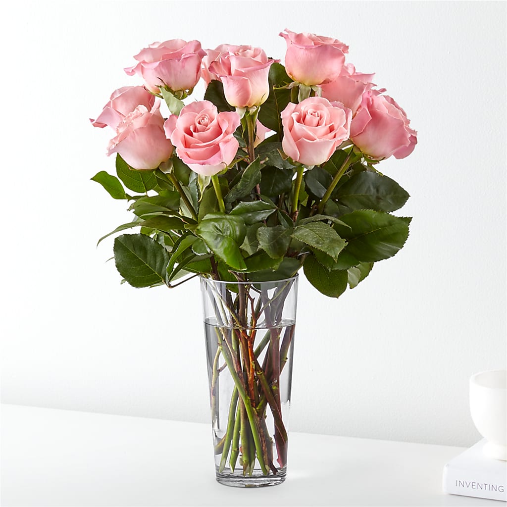 Long Stem Pink Rose Bouquet – Concord Flowers, Concord CA