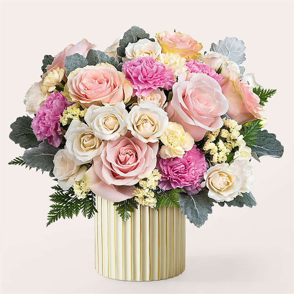 Blissful Moments Bouquet with Ivory Vase – Concord Flowers, Concord CA