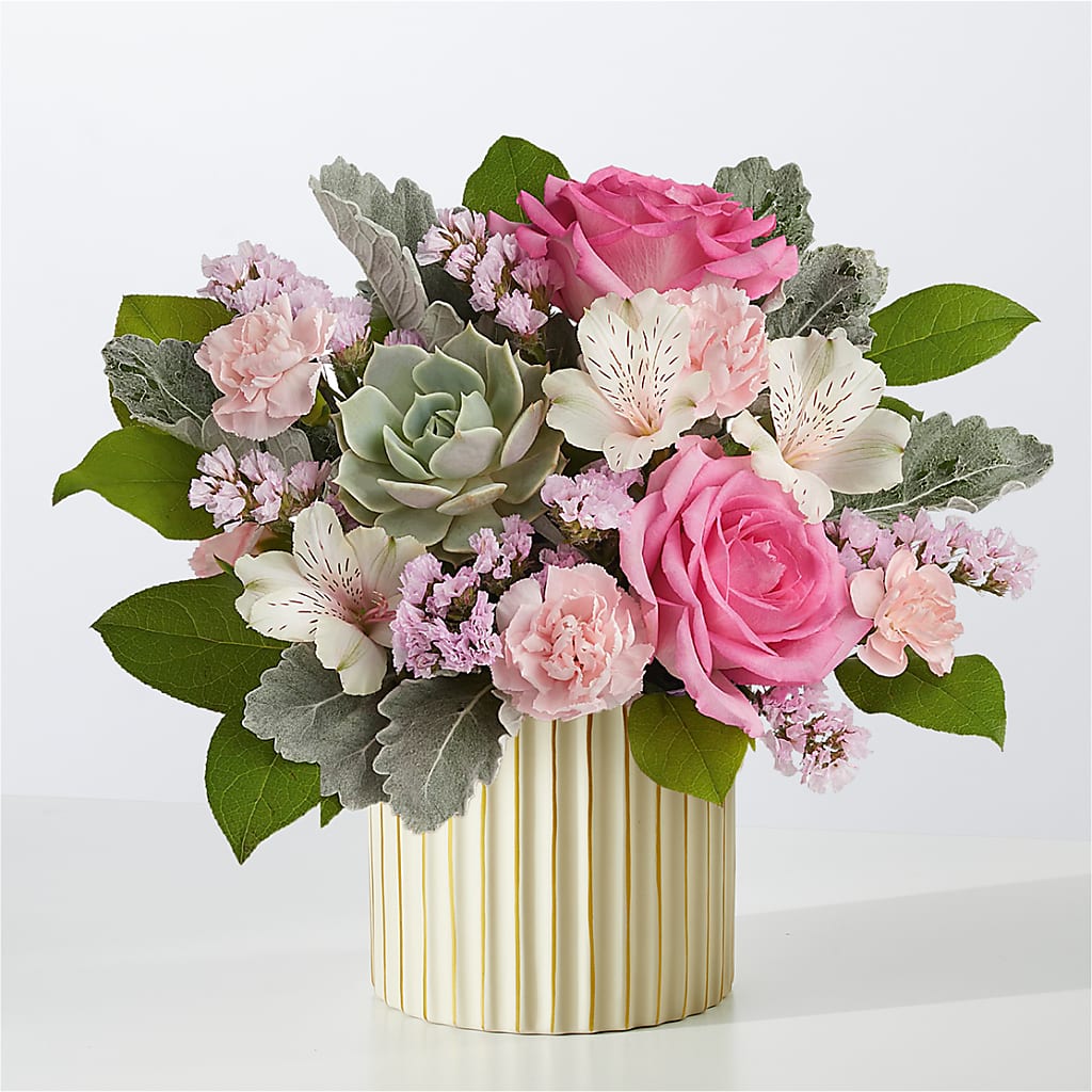 Dusty Rose Bouquet with Ivory Vase – Concord Flowers, Concord CA