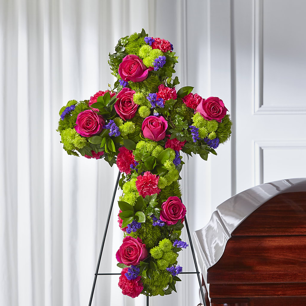 Tribute Rose Floral Cross – Concord Flowers, Concord CA