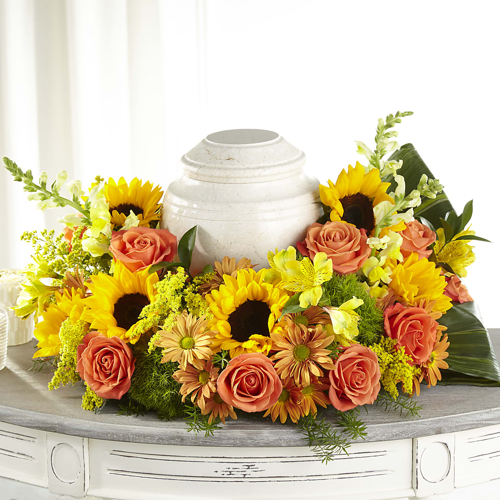 Faithful Sunflower Cremation Adornment – Concord Flowers, Concord CA