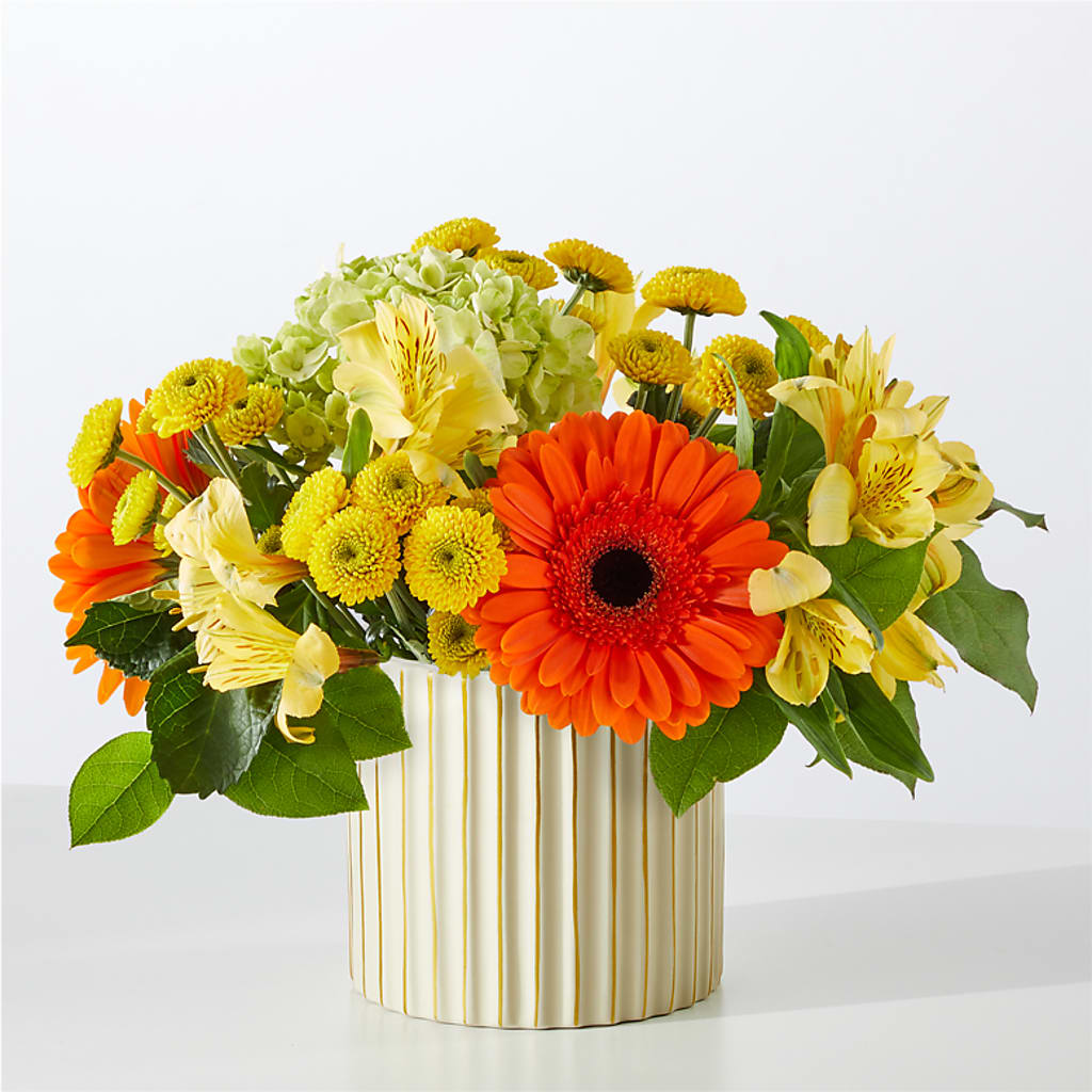 Autumn Sunshine Bouquet with Ivory Vase – Concord Flowers, Concord CA