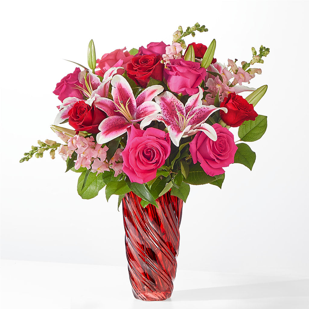Always You Bouquet with Luxe Swirl Vase – Concord Flowers, Concord CA